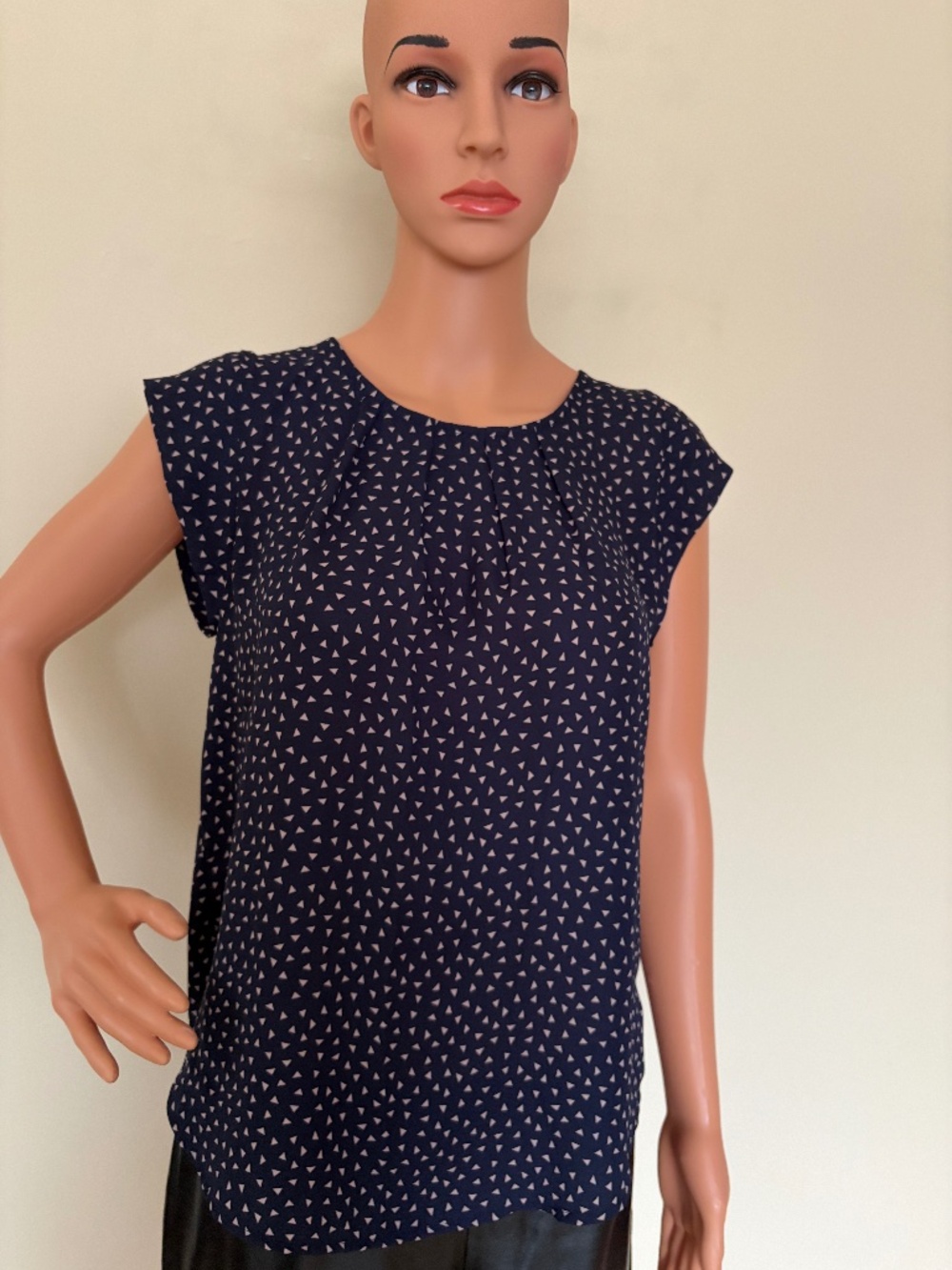 Sweet Rain Navy Triangle Print Blouse - Size S